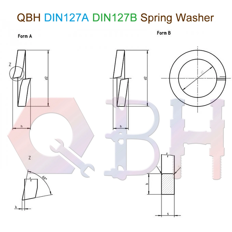 Qbh DIN127 Spring Washer Gasket Photovoltaic PV Solar Power Energy Panel Bracket Rack Mounting Stand System Spare Maintaining Repairing Replace Replacement Part