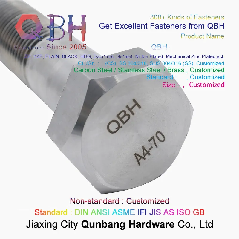 Qbh स्टेनलेस स्टील हेक्स बोल्ट DIN933 A4 - 70 प्लेन फ़िनिश 0